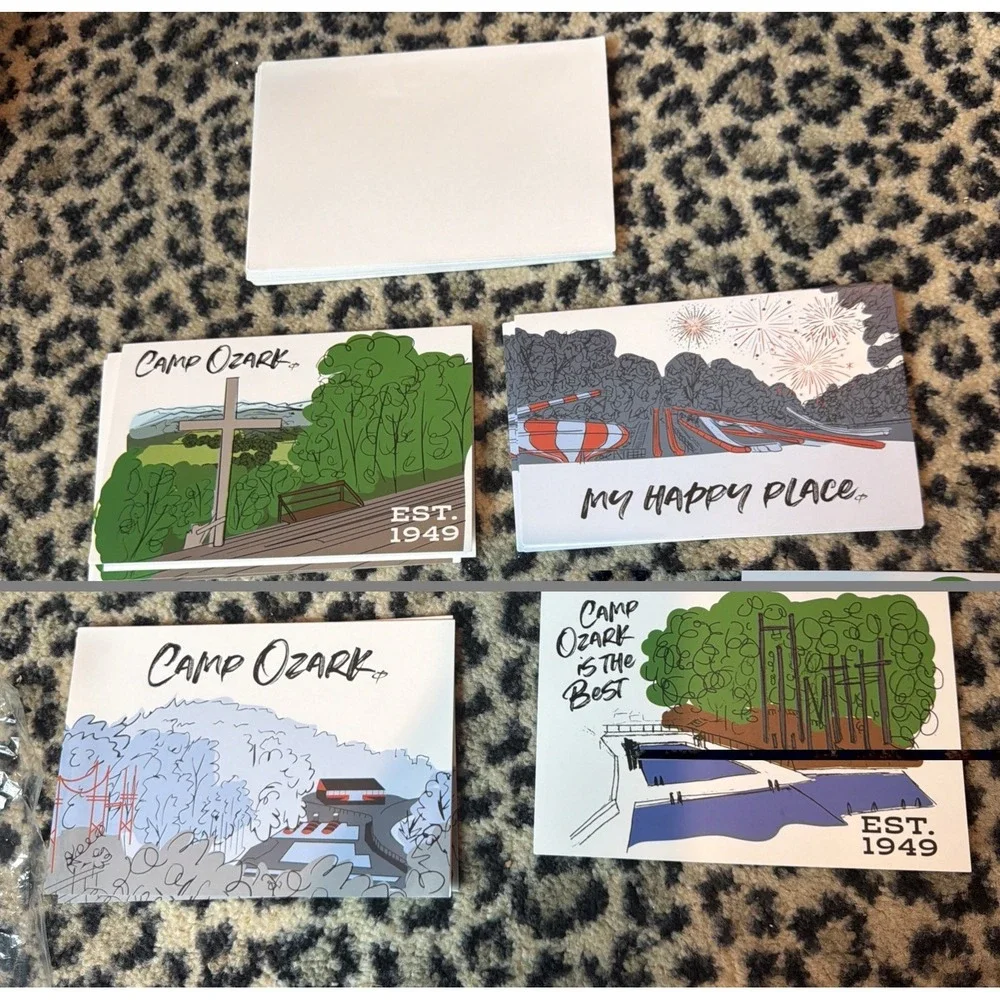 Pack Up 12 Unused  stationery greeting cards From Camp‎ Ozark AR Summer Fun